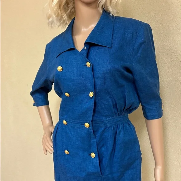 Valentino Royal Blue Mini Dress with Gold Accents - Picture 3 of 7